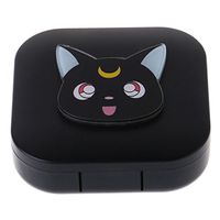Richi Contact Lens Box Square Cat Travel Portable Case with Mirror Storage Container (1#)