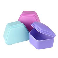 Elevin(TM)🌹🌹 Denture Bath Appliance False Teeth Box Storage Case Rinsing Basket