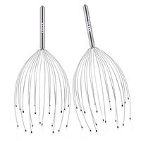 Heeta 2-Pack Scalp Massagers, Handheld Head Massage Tingler, 20 Fingers Scratcher for Deep Relaxation, Hair Stimulation and Stress Relief, Silver & Silver