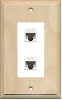 RiteAV Decorative 1 Gang 2 Port Cat5e Wall Plate - Wood/White
