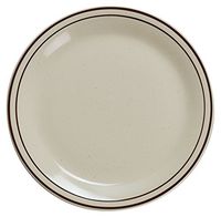Yanco BR-6 Brown Speckled Plate, 6.5" Diameter, China, American White Color, Pack of 36