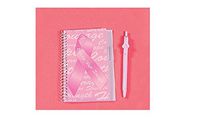 SET OF 2 Pretty PINK RIBBON NOTEBOOKS w/PENS - BREAST CANCER AWARENESS - Gifts