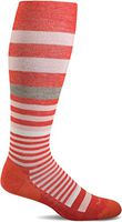 Sockwell Women's Orbital Stripe Moderate Graduated Compression Sock, Poppy - Medium/Large