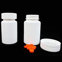 2 x Pill Bottle Storage Container Pet Tin Vial White 100ml Safety Cap Medicine