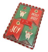 Holly Jolly Joy Whimsical Pig Adorning Reindeer Antler Flower Crown 24 Christmas Holiday Gift Tags & Twine