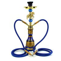 BuBu-Fu 2 Hose Hookah Combo Kit Set Stainless Steel Aluminum Alloy Arab Hookah Set Easy to Dismantle Clean Hookah Complete Set Not Easy to Dump Shisha Hookah Set,Agold