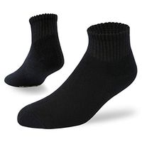 +MD Men's Non-Binding Bamboo Diabetic Circulatory 6 Pack Full Cushion Quarter Socks Black,Shoe Size 8-12