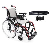 Karman S-Ergo 305 Ultra Lightweight Ergonomic Wheelchair | Adjustable Seat Height | Seat Size 18" X 17" | Frame Color Rose Red & Free Black Wheelchair Seatbelt!