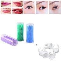 Tattoo Ring Cups,Putars Fashion Portable 100Pcs Microblading Pigment Glue Rings Tattoo Ink Holder with 300Pcs Microblading Micro Brushes