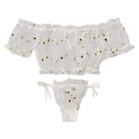 Viviplus 2019 Fashion New Ladies Underwear Women Embroidery Lace Bowknot Strapless Bra Thong Set Sleepwear Pajamas Lingerie Sleepwear Pajamas 2Pc, Clothing