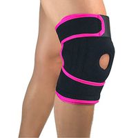 AiLike Open Patella Stabilizer Knee Brace Compression Sleeve with Adjustable Strapping for Basketball Running Jogging Arthritis Sports Relieve Pain (Black-Pink)