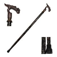 Nautical World Medieval Solid Aluminum Dragon Head Handle Wooden Walking Stick Cane, Affordable Gift Decorative Walking Cane Fashion Statement for Men/Women/Seniors/Grandparents! Item New Year Gifts,