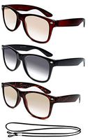 3 Packs Tinted Reading Glasses Sun Reader for Women Men Sun Reader Outdoor Reading Classic Shapes Spring Hinge