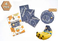 Queen's Wrap Assorted 3 Packs Plus a Bonus Banana Wrap Eco-Friendly Reusable Beeswax food Wraps, Plastic Free Best Option for Food Storage,Easy To Clean 1 Large1 Medium1 Small + 1 Cir (Elephant Pur)