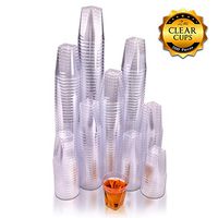 Fete Clear Hard Plastic Shot Glasses 200 Count 2 Ounce Reusable and Disposable Shot Cups Perfect Party and Sampling Cups for Drinks, Tastings, Sauces, Dips, Finger Foods, Jelly Shooters 2oz. 200ct.
