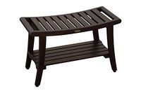 Decoteak Harmony 30" Teak Eastern Style Shower Bench with Shelf & Lift Aide Arms