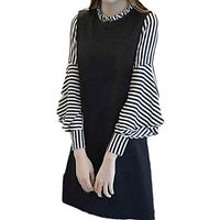 LISTHA Striped Dress Mini Tunic Dresses Women Long Sleeve Knee Lenght Casual