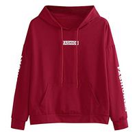 HNTDG Womens Casual Hooded Long Sleeve Letter Printed Pullover Hoodie Fashion Hoodies Red