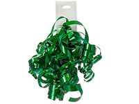 Pack Of 12, Solid Green High Gloss Curly Gift Bows 12 Strands on Hang Tab Made In USA
