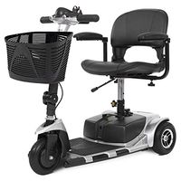 Vive 3-Wheel Mobility Scooter - Electric Powered Mobile Wheelchair Device for Adults - Folding, Collapsible and Compact for Travel - Long Range Power Extended Battery with Charger and Basket Included