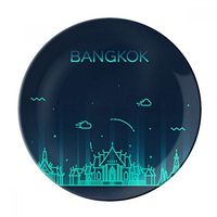 Thai Customs Culture Shadow Bangkok Dessert Plate Decorative Porcelain 8 inch Dinner Home