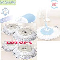 KCHEX>>>Lot Of 4 Reaplacement Microfibric Mop Head Refill 4 Hurricane Magic Mop 360° Spin>(4) Mop head replacement. Save time and power. Reduce extra labor. For dry & wet use. Absorbent anti-abrasive