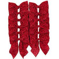 Red Wired Edge Holiday Christmas Bows Christmas Tidings 12ct trim bows- flock glitter with red satin lattice snowflake design Tree Decorations