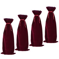 BCP 4-Pieces 14"x 5.5" Luxury Flannelette Red Wine Bottle Gift Bags with Double Drawstring Closure for Wedding Party