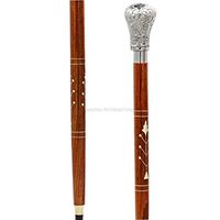 Premium Chromed Deluxe Walking Sticks | Rosewood Crafted Walking Cane with Solid Brass Chrome Decorative Bars | Walking Canes & Crutches | Nagina International (Knobby Head, 36 Inches)
