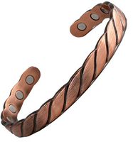 Reevaria - Guaranteed 99.9% Pure Copper Twisted Magnetic Cuff Bracelet for Men Women, with 8 Magnets 3500 Gauss- Recovery and Pain Relief - Arthritis, Golf and Other Sports Injuries, Carpal Tunnel