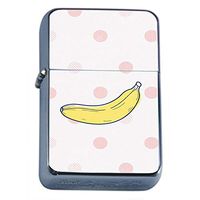 Polka Dot Banana Flip Top Oil Lighter Em1 Smoking Cigarette Silver Case Included
