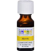 Aura Cacia Aromatherapy Precious Essentials Oil Myrrh With Jojoba - 0.5 Oz (pack of 2)