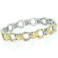 Elegant Magnetic Bracelet for Women Pain Relief for Arthritis and Carpal Tunnel Tendonitis Tennis Elbow Joint Wrist-Magnetic Bracelet for Women Gold Plated with Fold Over Clasp-GH1 (6.9 in / 17.5 cm)