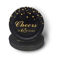 Pandecor 65th Birthday Party Supplies,50 PCS Cheers to 65 Years Disposable 7 Inch Paper Plates Dessert Plates for 65 Years Anniversary Party