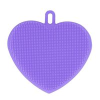 Silicone Washing Brush, InKach Heart Shape Silicone Dishwashing Sponges Wash Bowl Brush Soft Environmental Silicone Dish Brush (Purple)