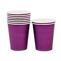 Cozylkx Solid Paper Hot Cup Food Grade Disposable Party Cups for Wedding Birthday Party - 8oz, 50 Count(Purple)