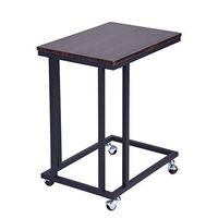 Ellymi Snack Side Table with Castors Overbed Table Vintage Snack Side Table, Coffee Laptop Tablet Mobile Terminal Table,Wood Look Furniture