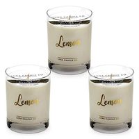 LUNA CANDLE CO. Lemon Scented Jar Candle, 11oz. Glass, Soy Wax, Up to 110 Hours of Burn Time, Aromatherapy, Sugary Sweet Scent, Handcrafted in The USA (3 Pack)