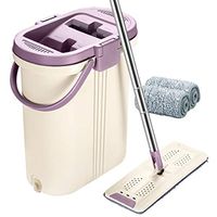 XJAXY Floor Cleaning Mop Bucket System Handsfree Squeeze Dry with Reusable Flat Mop Pads,Spin Mop Bucket with Wringer On Wheels,Suitable for Multiple Grounds