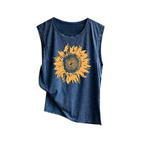 Fanteecy Womens Summer Sleeveless Tank Tops Dreamcatcher Print Vest Tee Casual Crop Top Crew Neck Blouse (XL, Navy-3)