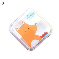 WillowswayW Portable Cartoon Animal Plastic 4 Grids Pill Box False Eyelashes Storage Case - Fox