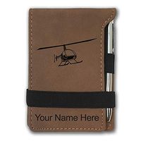 Mini Notepad, Helicopter 2, Personalized Engraving Included (Dark Brown)
