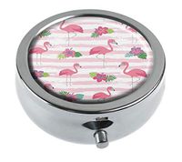 Top A Flamingos Custom Personalized Round Pill Box Decorative Box Vitamin Container Pocket Or Wallet (Flamingos-6)