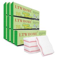 LTWHOME Cuty Pink Interlayer Magic Cleaning Wave Type Sponge High Density Melamine Foam 3.93" X 2.36" X 1" (Pack of 100)