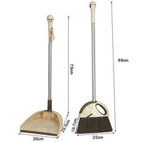WEIFAN CAI - Dustpan and Brush Sets Long Stainless Steel Handle Dust-Proof Wind Resistant High Capacity Easy to Store PET Bristles(Beige)