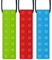 Panny & Mody Sensory Chew Necklace Pendant Chewable Jewelry Set for Boys and Girls(3 Pack), Silicone Oral Motor Sticks for Kids with ADHD, Teething, Autism, Biting Needs (Red, Green, Blue)