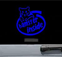 Funny hamster inside Vinyl Decal Sticker (BLUE)