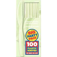 Amscan 43603.115 Big Party Pack Plastic Knives, 8" x 3.6", Leaf Green