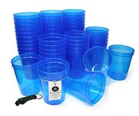 Rolling Sands 16 Ounce Reusable Plastic Stadium Cups Translucent Blue, Bulk 50 Pack, Made in USA, BPA-Free Dishwasher Safe Plastic Tumblers and Bottle Opener