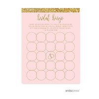 Andaz Press Blush Pink Gold Glitter Print Wedding Collection, Bridal Shower Bingo Game Cards, 20-Pack